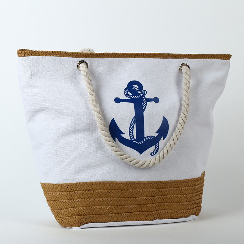 Geantă de umăr din pânză pentru femei, formă ovală, cu fermoar, buzunar ascuns, bretele duble