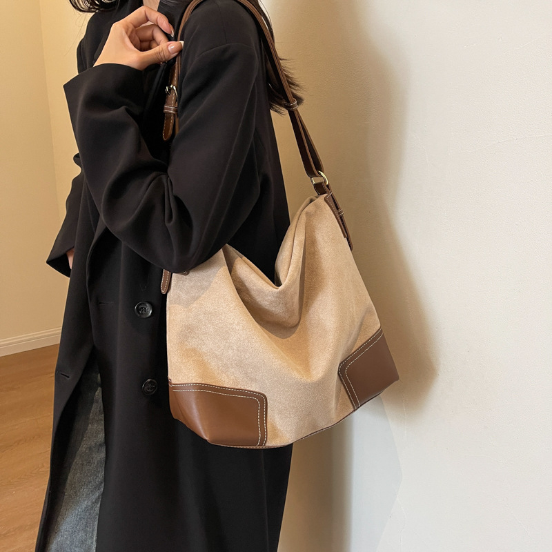 Geantă tote din PU, textură de velur, capacitate mare, stil urban simplicity, fermoar, căptușeală poliester