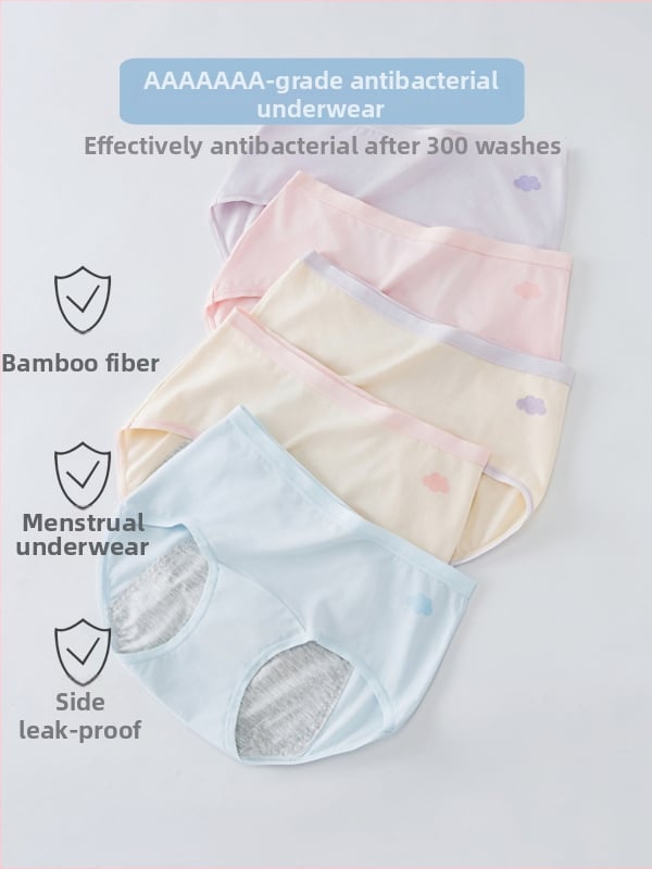 Mergaitėms skirtos mėnesinių apatinės kelnaitės iš bambuko pluošto, 67% regeneruotos celiuliozės pluošto, saugumo klasė A, Warm Bud prekės ženklas