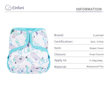 Elinfant prekrivač za pelene sa kvadratnim dizajnom, prozračni PUL materijal, sigurnost Kategorija A, pogodno za 0–3 godine (3–15 kg), moguć privatni label