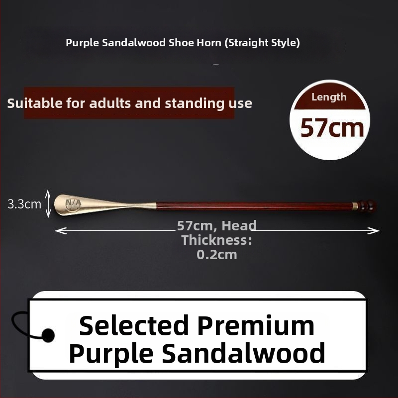 Ilgas rankenos batų įrankis – Shoe Horn iš sandalmedžio, kietas medis, išplėstas ilgis vyresnio amžiaus ir nėščioms moterims