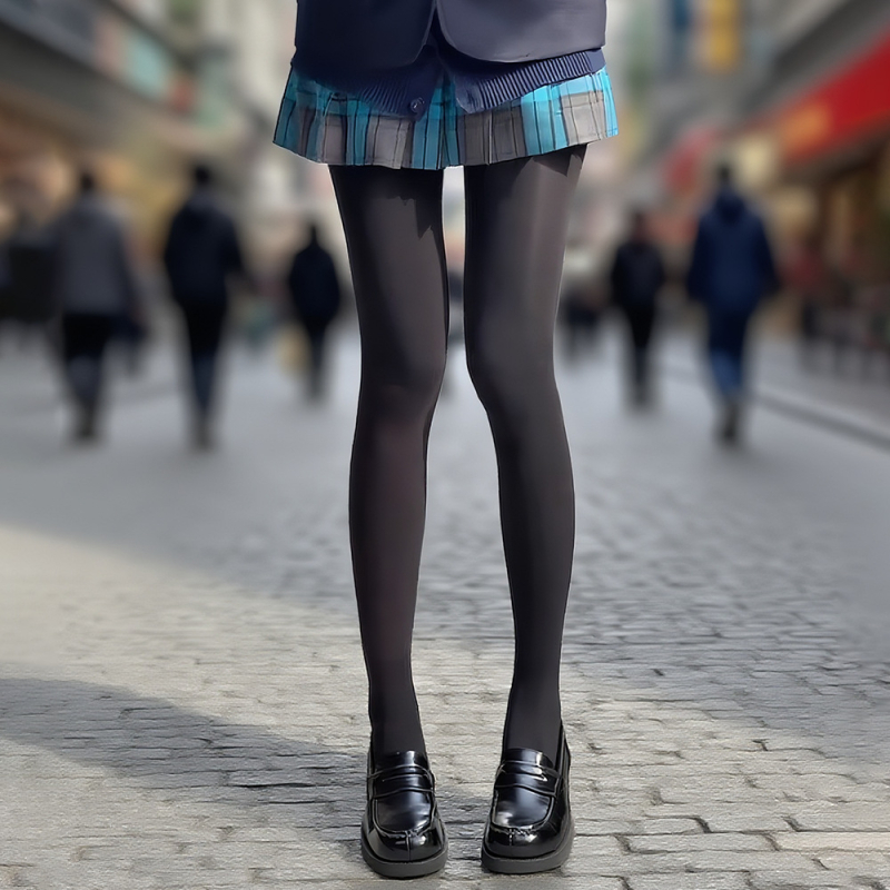 Bezšivne najlon čarape (pantyhose), debeli materijal, sjajan završetak, podizanje stražnjice, jednobojne, puna duljina, japanski stil, za uzrast 18–40