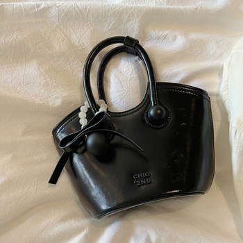 Geantă bucket din PU cu fermoar, stil urban minimalist, buzunare interioare pentru telefon și card de identificare