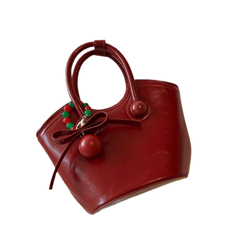 Geantă bucket din PU cu fermoar, stil urban minimalist, buzunare interioare pentru telefon și card de identificare