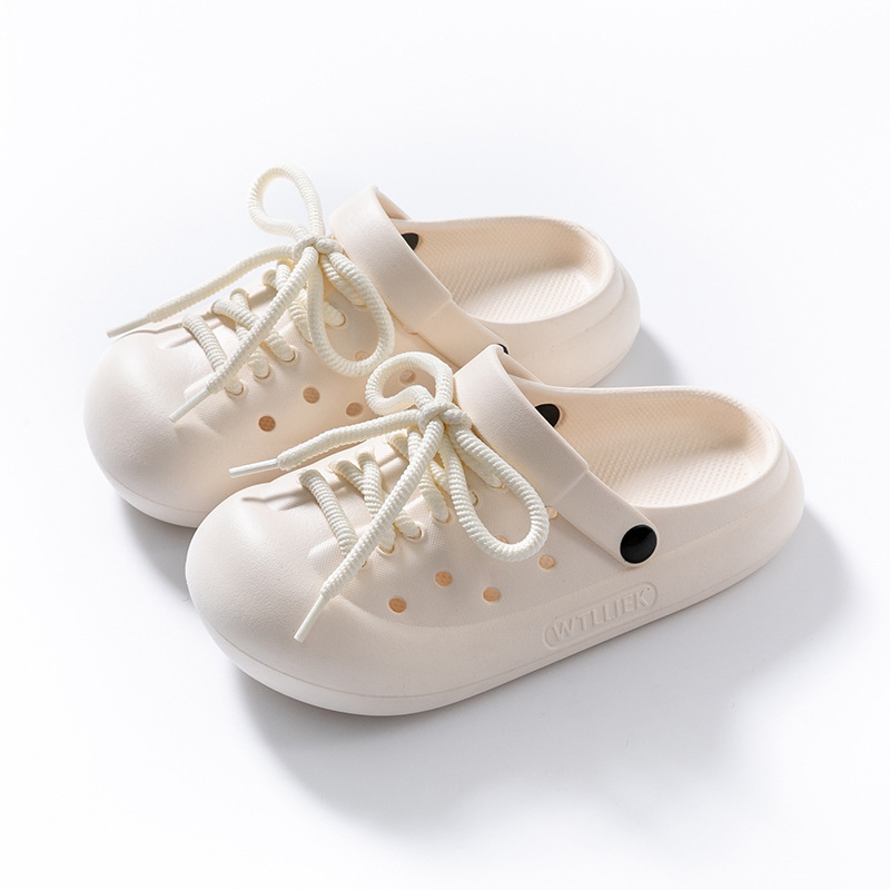 Pantofi cu găuri pentru femei, partea superioară EVA și talpa EVA, șireturi, vârf închis, talpă antiaderentă groasă