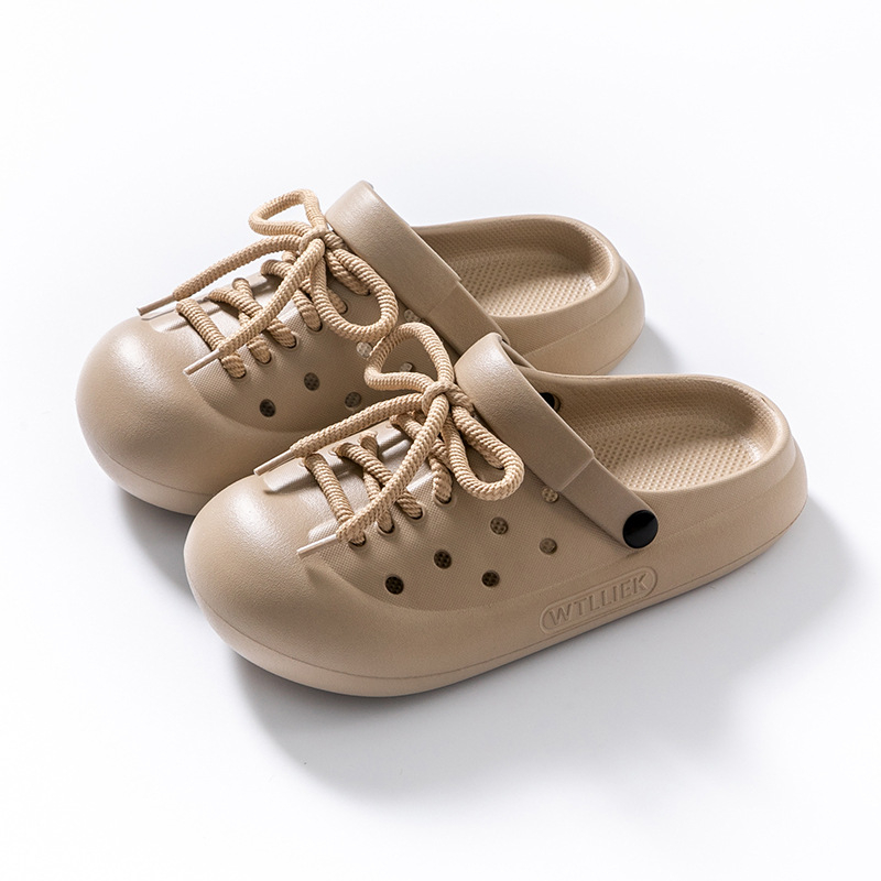 Pantofi cu găuri pentru femei, partea superioară EVA și talpa EVA, șireturi, vârf închis, talpă antiaderentă groasă