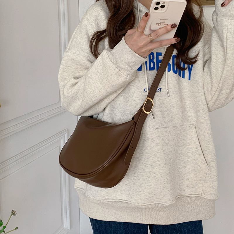 Geantă Dumpling Bag din PU pentru femei — crossbody, stil Dumpling Bag, închidere cu fermoar