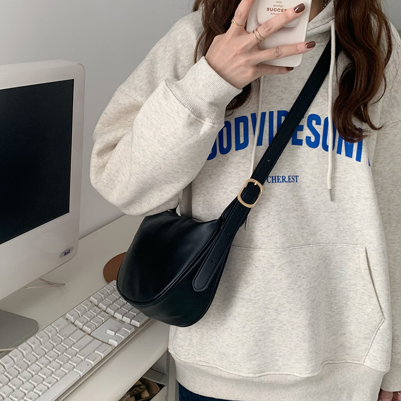 Geantă Dumpling Bag din PU pentru femei — crossbody, stil Dumpling Bag, închidere cu fermoar