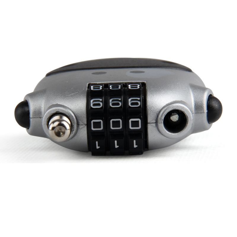 Bukósisak-zár acélhuzallal, jelszavas zár, hordozható ABS műanyag zár, 70 g, márka Jasit, nyomtatott logó, licencelhető magáncímke