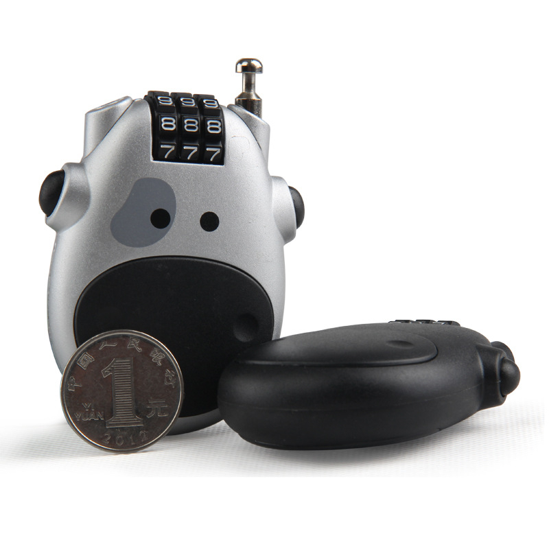 Bukósisak-zár acélhuzallal, jelszavas zár, hordozható ABS műanyag zár, 70 g, márka Jasit, nyomtatott logó, licencelhető magáncímke