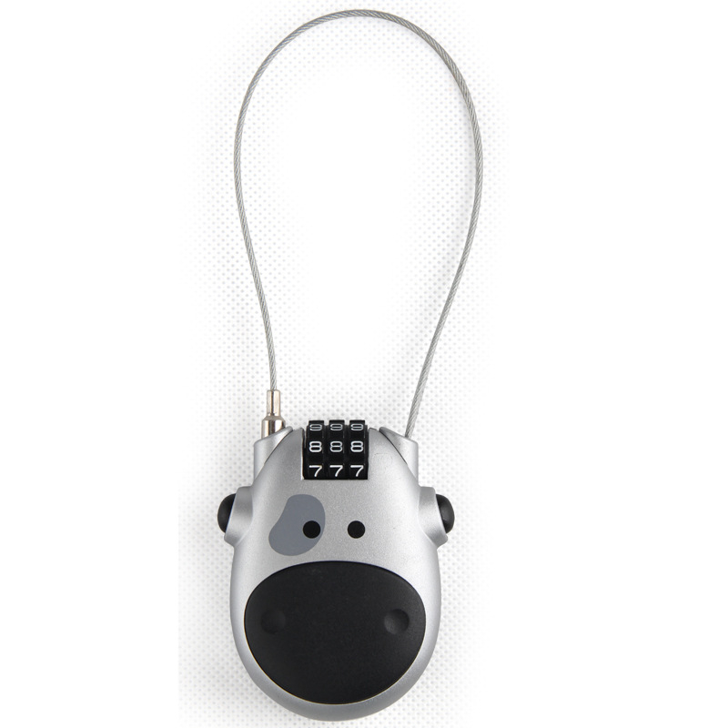 Bukósisak-zár acélhuzallal, jelszavas zár, hordozható ABS műanyag zár, 70 g, márka Jasit, nyomtatott logó, licencelhető magáncímke