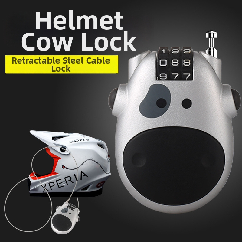 Šalmo užraktas su plieno viela, slaptažodžio užraktas, nešiojamas ABS plastiko korpuso užraktas, 70 g, prekės ženklas Jasit, spausdintas logotipas, licencijuota privati etiketė