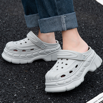Sandale unisex Crocs-style - vârf închis și design gol în spate, partea superioară EVA și talpa EVA, înălțimea talpii 8 cm, antiaderente, turnare prin injecție, Vara 2025
