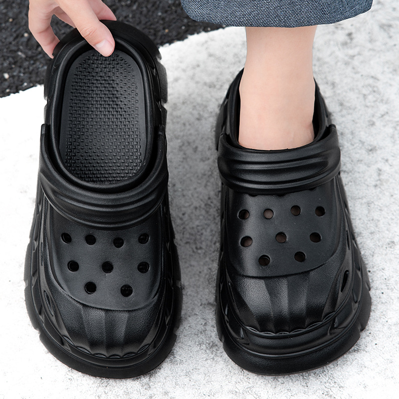 Sandale unisex Crocs-style - vârf închis și design gol în spate, partea superioară EVA și talpa EVA, înălțimea talpii 8 cm, antiaderente, turnare prin injecție, Vara 2025