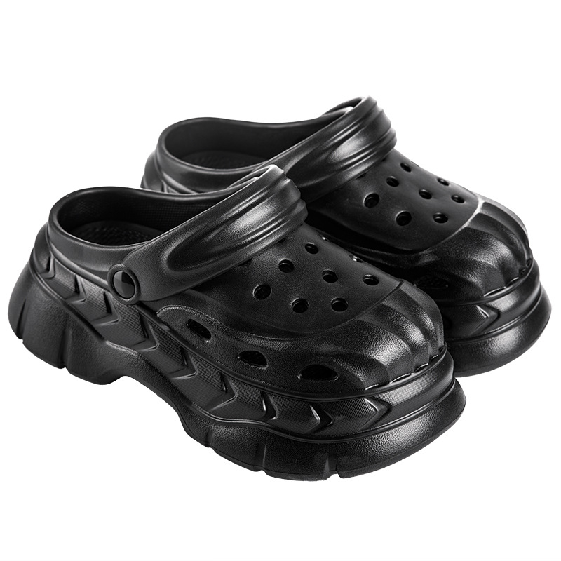 Sandale unisex Crocs-style - vârf închis și design gol în spate, partea superioară EVA și talpa EVA, înălțimea talpii 8 cm, antiaderente, turnare prin injecție, Vara 2025