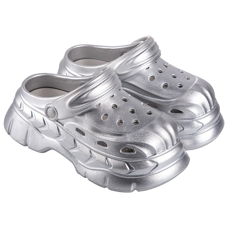 Sandale unisex Crocs-style - vârf închis și design gol în spate, partea superioară EVA și talpa EVA, înălțimea talpii 8 cm, antiaderente, turnare prin injecție, Vara 2025
