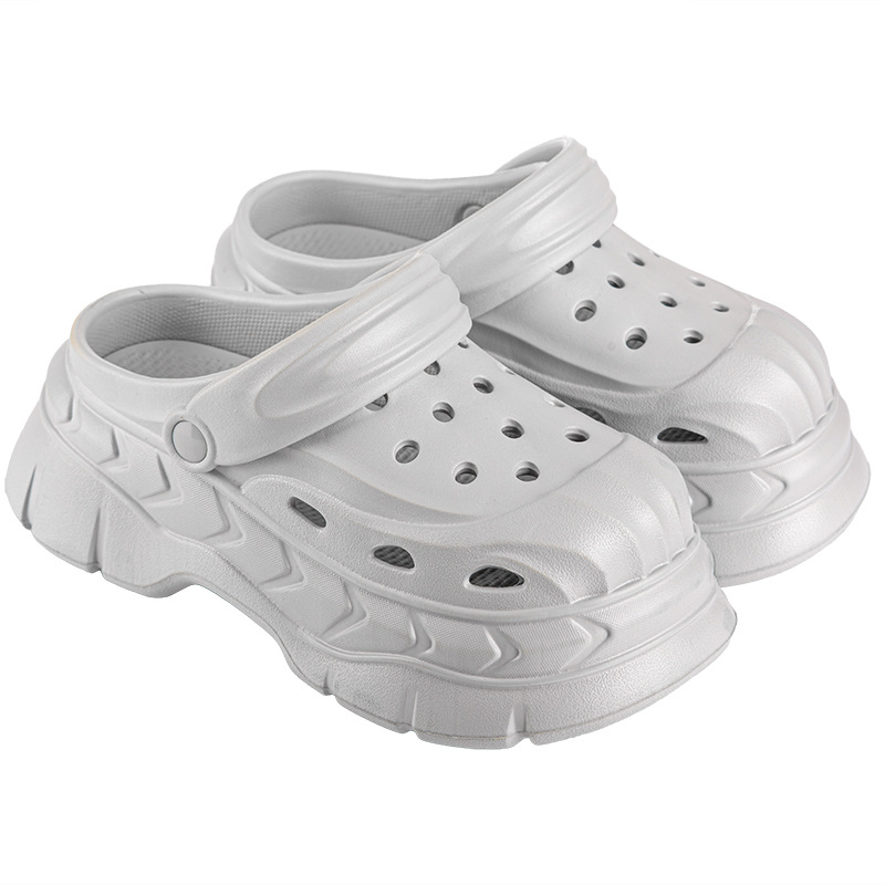 Sandale unisex Crocs-style - vârf închis și design gol în spate, partea superioară EVA și talpa EVA, înălțimea talpii 8 cm, antiaderente, turnare prin injecție, Vara 2025
