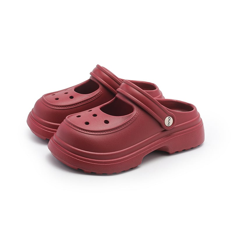 Crocs-stílusú otthoni papucs lyukas dizájnnal, EVA felsőrész és talp, könnyű, csúszásmentes, női, talp vastagsága 4.5 cm