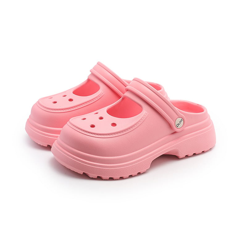 Crocs-stílusú otthoni papucs lyukas dizájnnal, EVA felsőrész és talp, könnyű, csúszásmentes, női, talp vastagsága 4.5 cm
