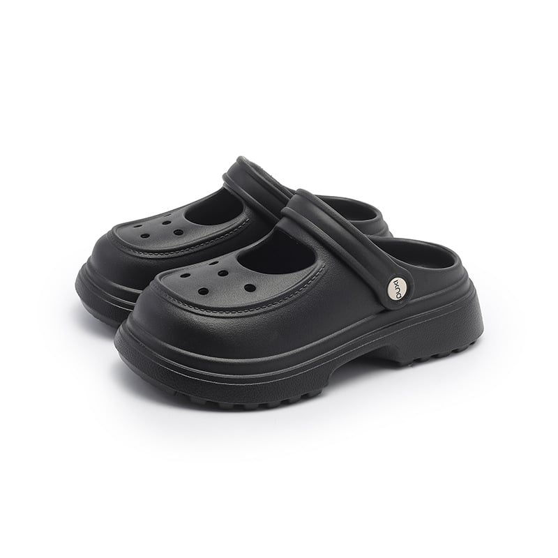 Crocs-stílusú otthoni papucs lyukas dizájnnal, EVA felsőrész és talp, könnyű, csúszásmentes, női, talp vastagsága 4.5 cm