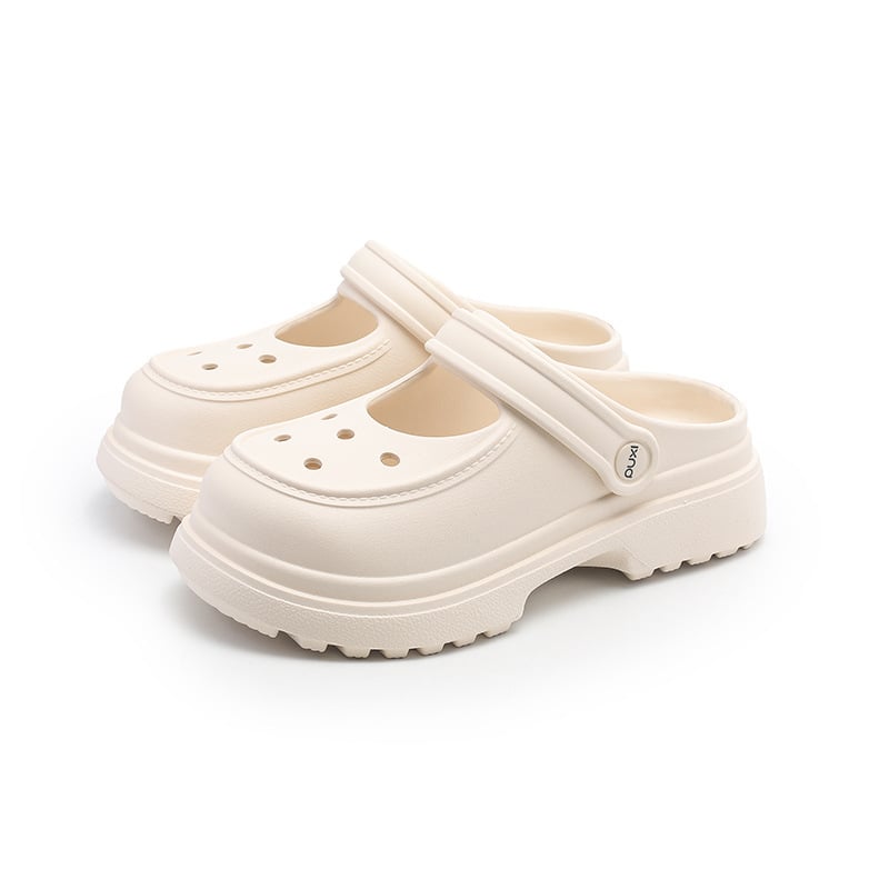 Crocs-stílusú otthoni papucs lyukas dizájnnal, EVA felsőrész és talp, könnyű, csúszásmentes, női, talp vastagsága 4.5 cm