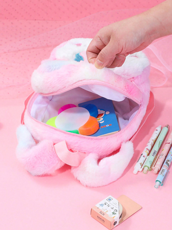 Ghiozdan pentru copii cu unicorn pluș, stil desen animat, ultra-ușor, poliester, 130 g, pentru școala primară