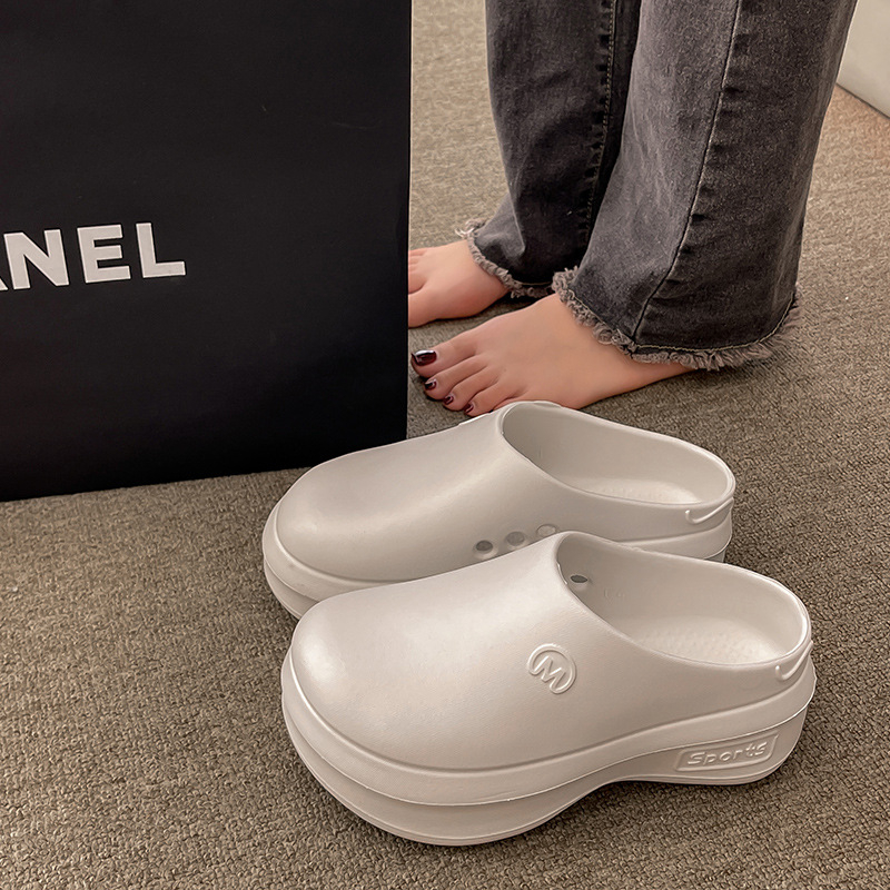 Női Crocs-stílusú papucsok, EVA 6 cm vastag talp, vízálló, csúszásmentes, félig zárt
