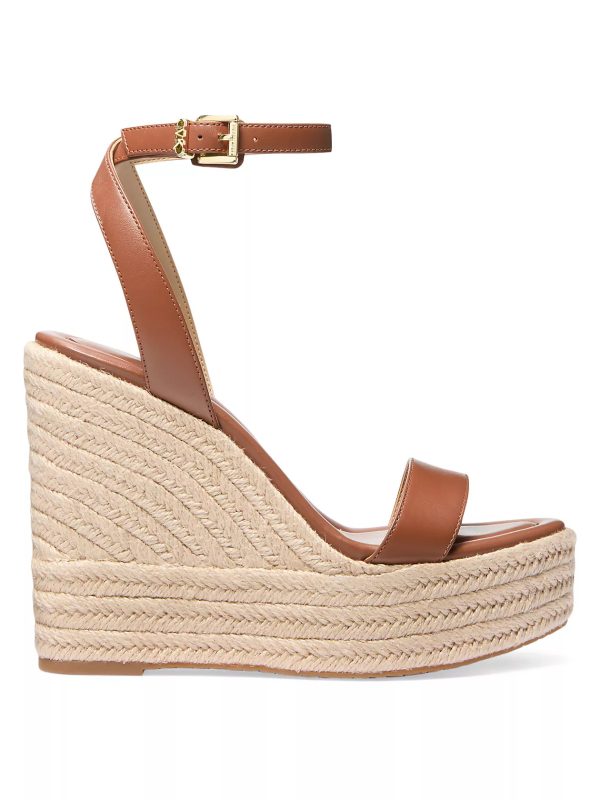 Sandale wedge pentru femei din piele de vită, partea superioară împletită, vârf rotund, talpă platformă, cataramă (superioară: piele de vită; vârf: gură de pește; talpă: TPR; interior: piele de porc)