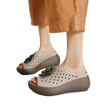 Papuci de vară pentru femei, tip I, vârf în formă de pește, partea superioară din piele artificială, căptușeală PU, talpă din spumă de cauciuc, stil vintage