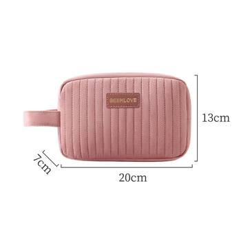 Geantă de machiaj pentru călătorii din velur olandez, cu fermoar, capacitate mare, căptușeală din poliester imprimat, multifuncțională