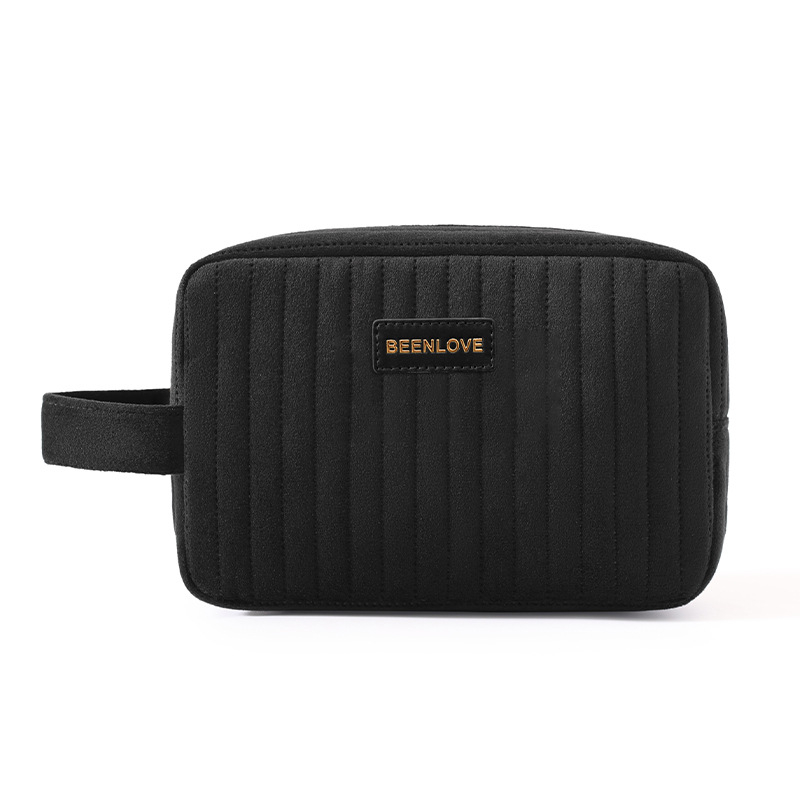 Geantă de machiaj pentru călătorii din velur olandez, cu fermoar, capacitate mare, căptușeală din poliester imprimat, multifuncțională