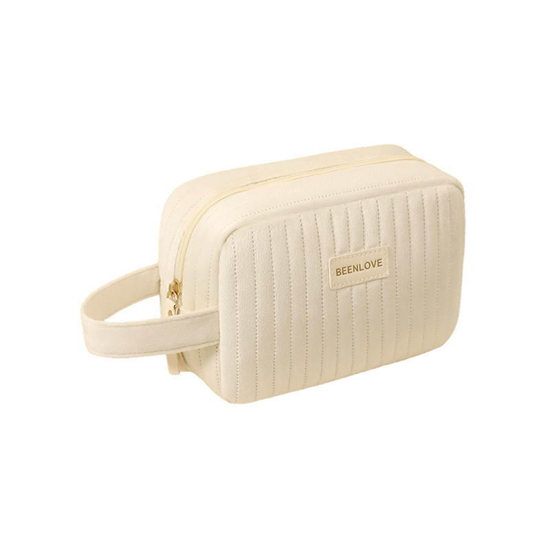 Geantă de machiaj pentru călătorii din velur olandez, cu fermoar, capacitate mare, căptușeală din poliester imprimat, multifuncțională