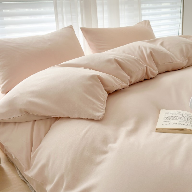 Bright Keturių dalių patalynės komplektas su vienos spalvos antklodės užvalkalas, iš chemijos pluošto, reaktyvus spaudinimas ir dažymas, skalavimo ir šlifavimo apdaila, šiuolaikinis minimalistinis stilius