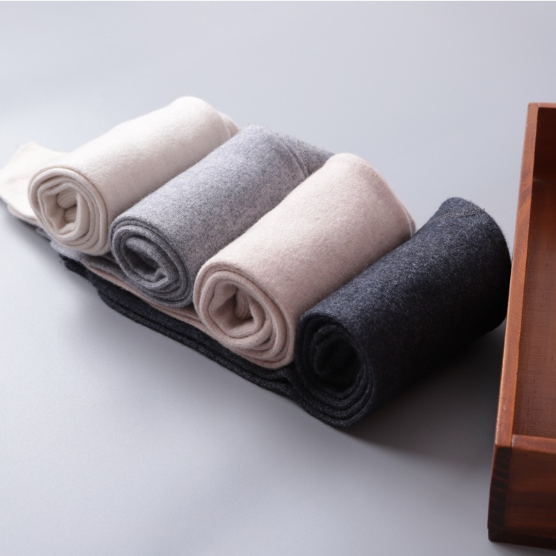 Pantaloni de lână pentru copii, 60% lână, talie înaltă cu elastic, deschidere în zona cracului, potriviți pentru toamnă și iarnă