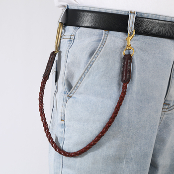 Waist lanac u denimu od prave kože (gornji sloj govedje kože), unisex, za sve sezone, mogućnost prilagodbe obrade