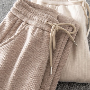 Ženske hlače s flis podstavom za jesen-zimu, široke nogavice, visok struk, udoban ležeran kroj, dostupne u većim veličinama