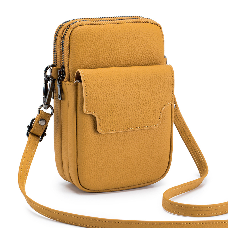 Natūralios odos mobiliojo telefono dėklas su užtrauktuku, vertikalus kvadratinio silueto, vidinė kišenė telefonui, miesto minimalistinis dizainas