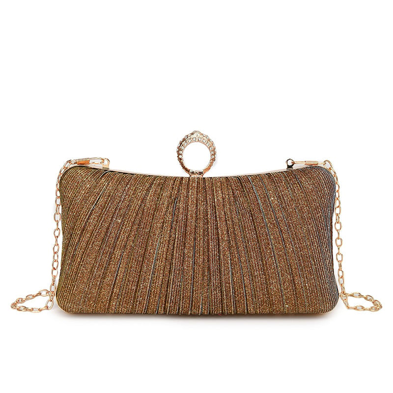 Večernja clutch s lancem i zaključavanjem na kopču, mini kvadratna torbica, horizontalni kvadratni oblik, sjajan dijamantni materijal, tvrda konstrukcija