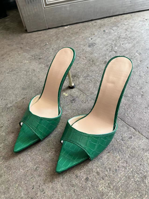 Сандали за жени със змийски модел, отворен пръст, остър нос, високи токчета, гумирана подметка, PU подплата, лято 2021