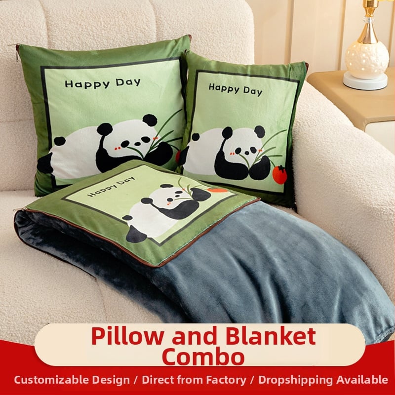 Dva u jednom flanel automobilsku jastučnicu i deku s prilagođivim logotipom, plišasti velur vanjski, otisak crtani film, poliester punilo