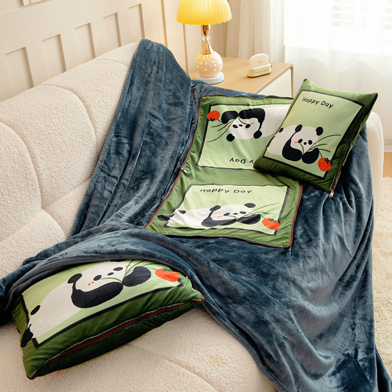 Dva u jednom flanel automobilsku jastučnicu i deku s prilagođivim logotipom, plišasti velur vanjski, otisak crtani film, poliester punilo