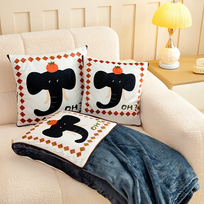 Dva u jednom flanel automobilsku jastučnicu i deku s prilagođivim logotipom, plišasti velur vanjski, otisak crtani film, poliester punilo