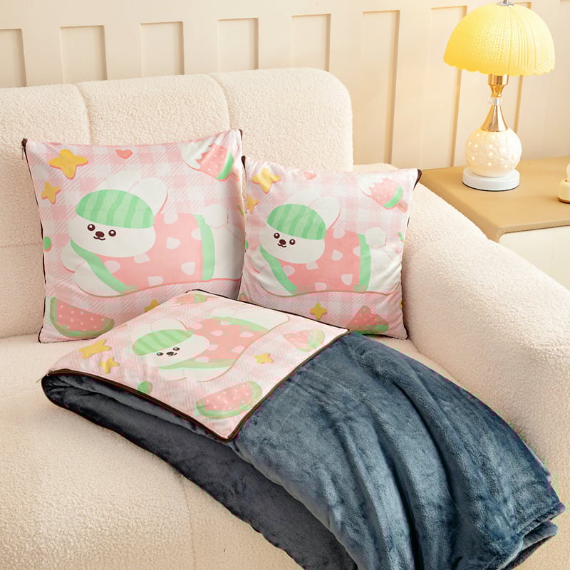 Dva u jednom flanel automobilsku jastučnicu i deku s prilagođivim logotipom, plišasti velur vanjski, otisak crtani film, poliester punilo