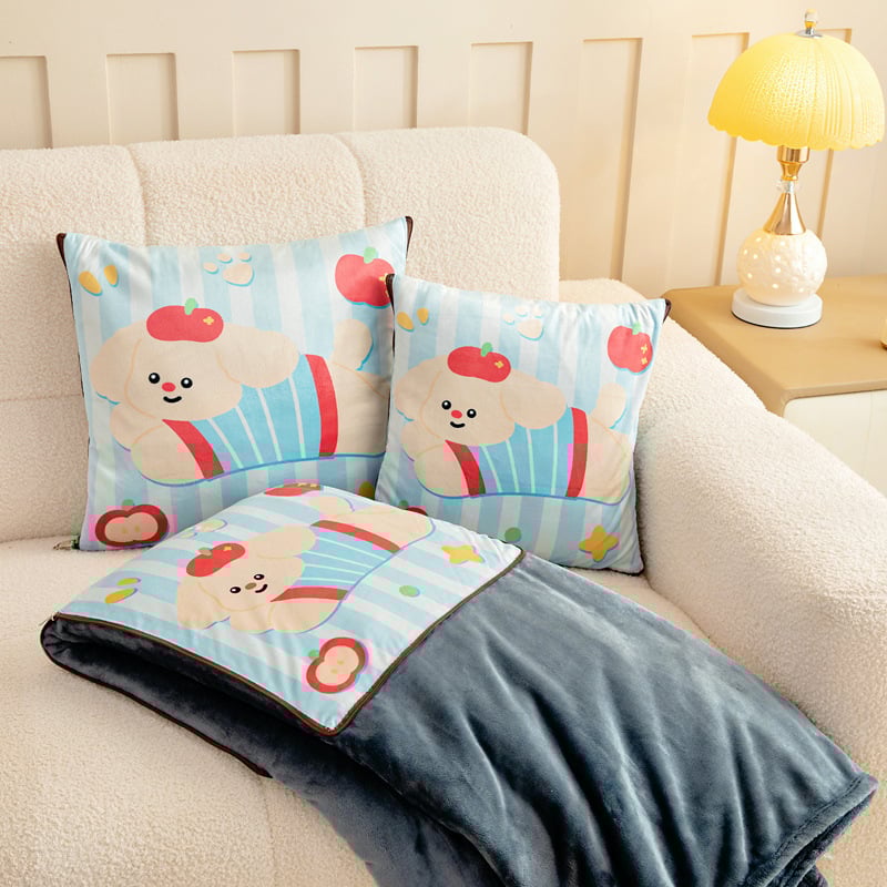 Dva u jednom flanel automobilsku jastučnicu i deku s prilagođivim logotipom, plišasti velur vanjski, otisak crtani film, poliester punilo