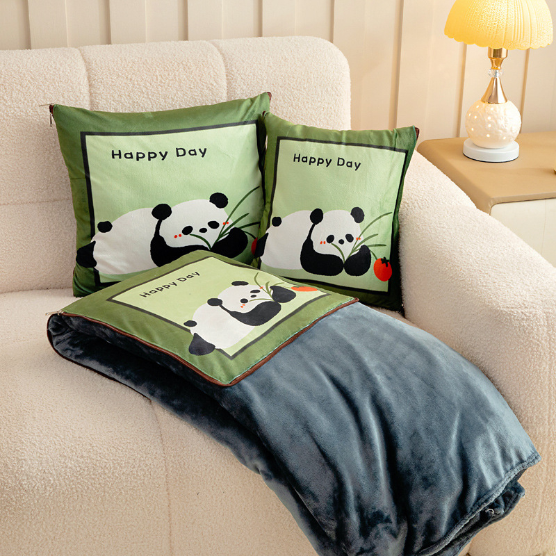 Dva u jednom flanel automobilsku jastučnicu i deku s prilagođivim logotipom, plišasti velur vanjski, otisak crtani film, poliester punilo