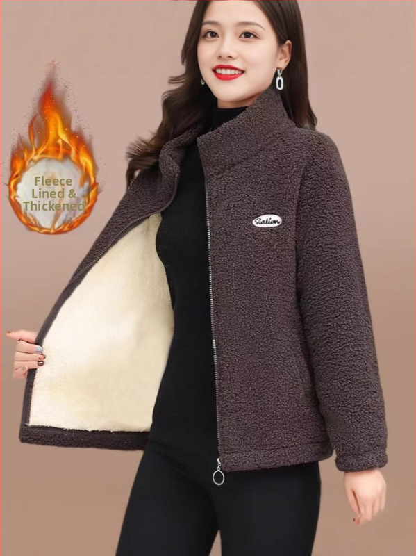 Fog and Frost ziemas jaka ar fleece apdari, kokvilnas-poliestera materiāls, vidējā garuma 50–65 cm, vienkrāsains retro stils.