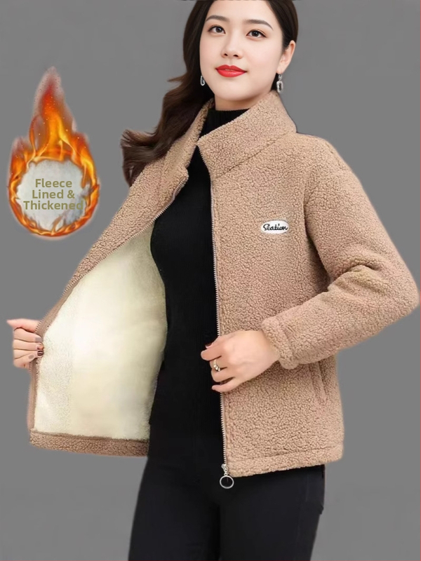 Fog and Frost ziemas jaka ar fleece apdari, kokvilnas-poliestera materiāls, vidējā garuma 50–65 cm, vienkrāsains retro stils.