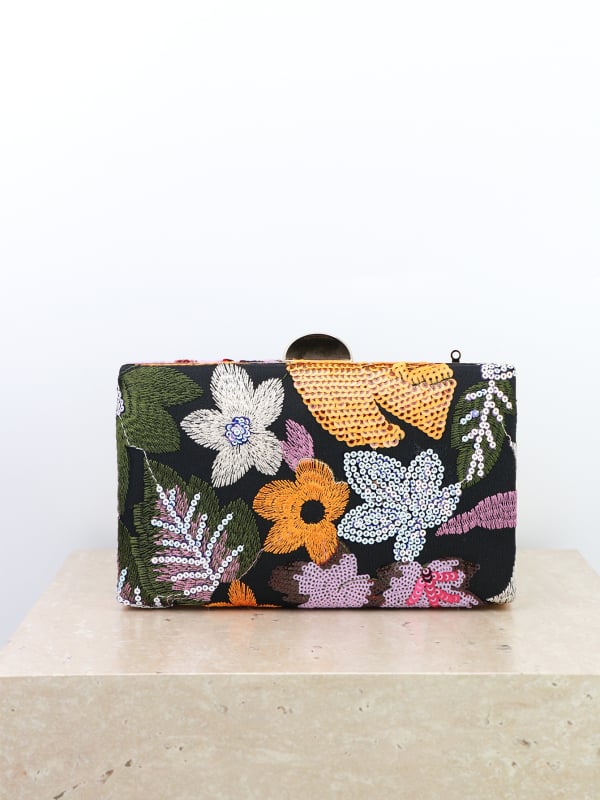 Izvezena večernja clutch torba - Poliester, podstava: najlon, horizontalni kvadratni oblik, zaključavanje, pretinac za mobitel