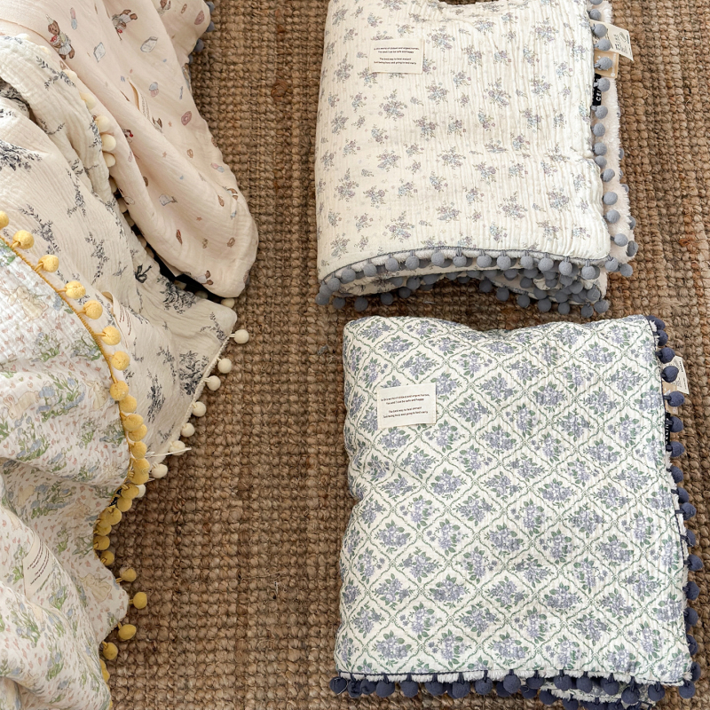 Koreijietiško stiliaus gėlių gauzės pledas dviejų sluoksnių, pavasaris-ruduo, dydis 160x200-220 cm, tinkamas biurui ir poilsiui ant sofos