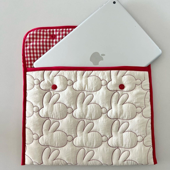 Torba za tablet s izvezenim motivom zeca, prijenosna za iPad i prijenosnik (Materijal: Nylon; Podstava: poliester-pamuk; Sezona: proljeće 2024; Spol: Žensko)